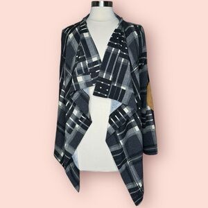 12PM BY MON AMI OPEN PLAID CARDIGAN